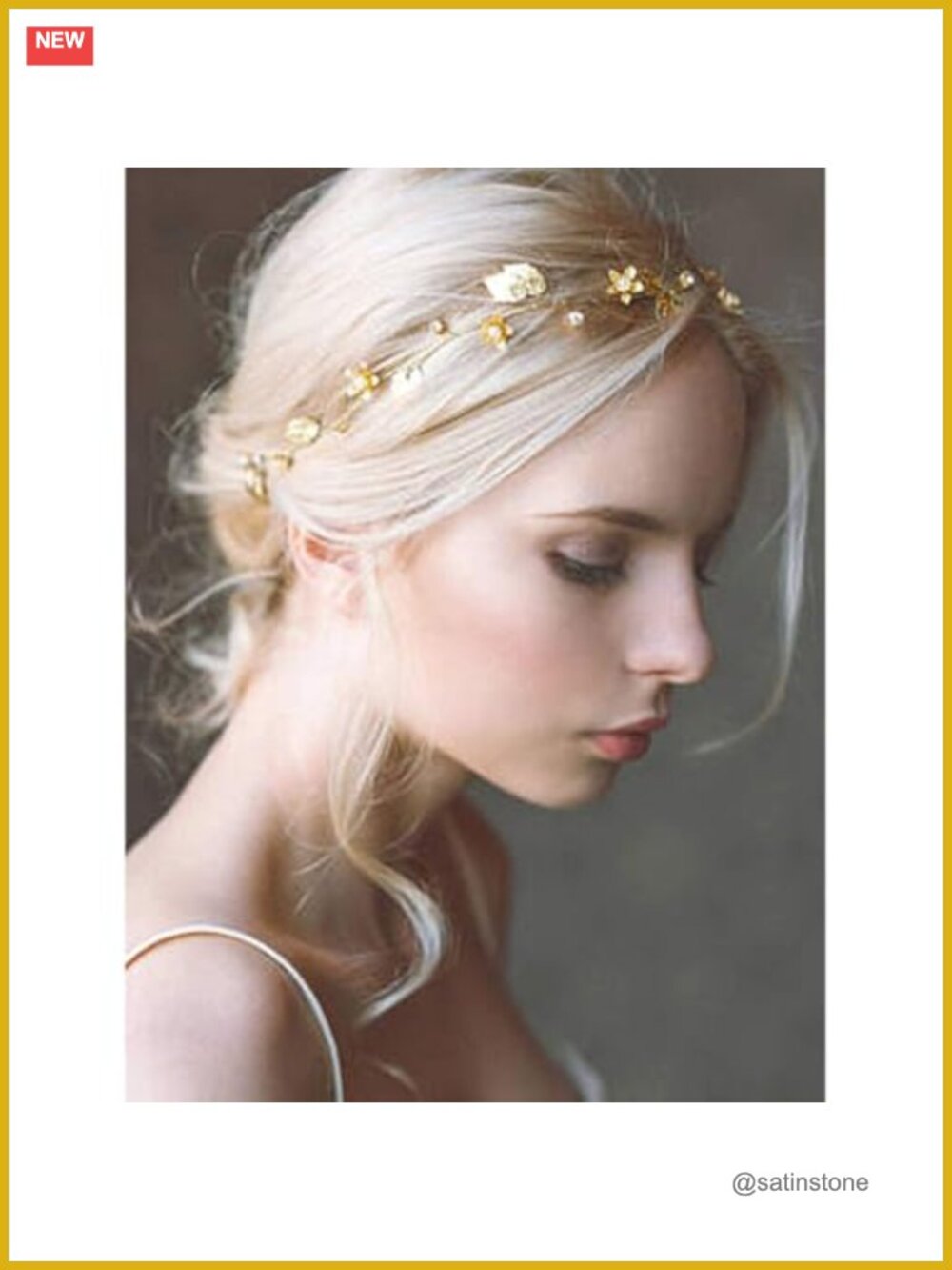 Bridal Hair Vine Headband with Gold Leaves and Flowers for Wedding Party Prom